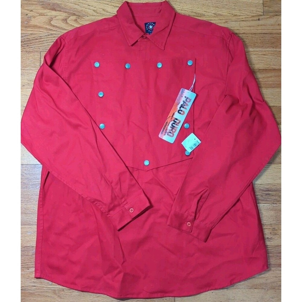 New PANHANDLE SLIM PALO DURO MEN'S WESTERN RED BIB SHIRT SIZE LARGE USA NWT